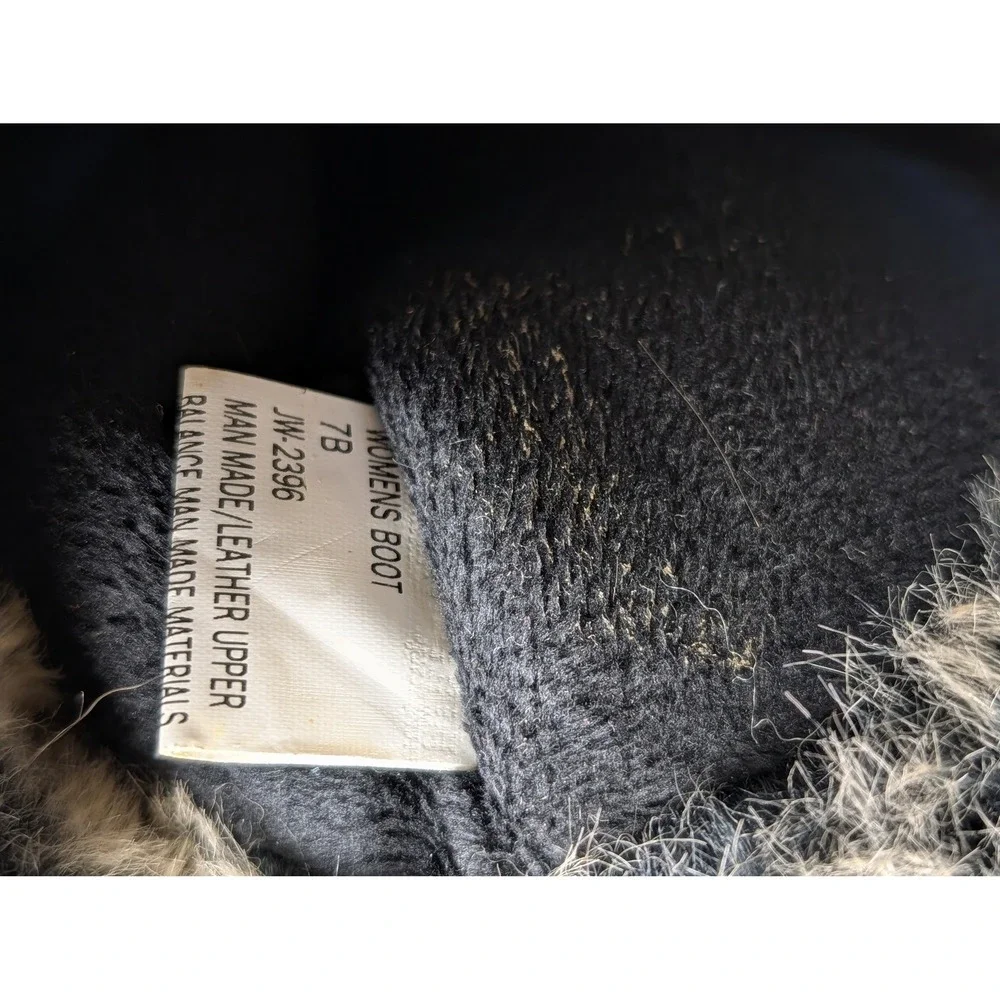 Womens Gray Black Quilted Faux Fur Trim Snow Duck‎ Boots Size 7B Waterproof Cold